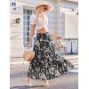 imageZeagoo Womens Long Maxi Skirts Tiered Elastic High Waist Boho Double Layered Print ALine Casual Midi DressPattern 4