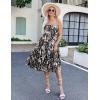 imageZeagoo Womens Long Maxi Skirts Tiered Elastic High Waist Boho Double Layered Print ALine Casual Midi DressPattern 4