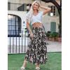 imageZeagoo Womens Long Maxi Skirts Tiered Elastic High Waist Boho Double Layered Print ALine Casual Midi DressPattern 4