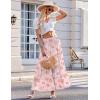 imageZeagoo Womens Long Maxi Skirts Tiered Elastic High Waist Boho Double Layered Print ALine Casual Midi DressPink Orange Floral
