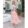 imageZeagoo Womens Long Maxi Skirts Tiered Elastic High Waist Boho Double Layered Print ALine Casual Midi DressPink Orange Floral