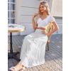 imageZeagoo Womens Long Maxi Skirts Tiered Elastic High Waist Boho Double Layered Print ALine Casual Midi DressWhite