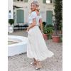 imageZeagoo Womens Long Maxi Skirts Tiered Elastic High Waist Boho Double Layered Print ALine Casual Midi DressWhite