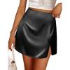 imageZeagoo Mini Skirts for Women Satin Silk High Waisted Sexy Split Slit Hem Aline Zipper Party Short Skirt01black