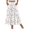 imageZeagoo Skirts for Women Summer Boho Casual Maxi Flowy Elastic High Waist ALine Tiered Swing Floral Long Skirts with PocketsWhite Floral