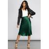 imageZeagoo Skirts for Women Jacquard High Waist Skirt Black Elegant Midi Skirt SatinGreen