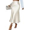 imageZeagoo Womens Satin Skirt Thin High Waist Midi Skirt Flowy Silk Casual Skirts Mermaid HemBeige