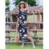 imageZeagoo 2025 Vacation Dress Women Floral Summer Dress Casual Beach Dress Printed T Shirt Dress Split Long Dress Travel03 Navy