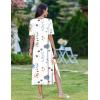 imageZeagoo 2025 Vacation Dress Women Floral Summer Dress Casual Beach Dress Printed T Shirt Dress Split Long Dress TravelWhite