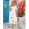 imageZeagoo 2025 Vacation Dress Women Floral Summer Dress Casual Beach Dress Printed T Shirt Dress Split Long Dress TravelWhite