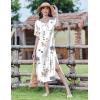 imageZeagoo 2025 Vacation Dress Women Floral Summer Dress Casual Beach Dress Printed T Shirt Dress Split Long Dress TravelWhite