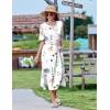 imageZeagoo 2025 Vacation Dress Women Floral Summer Dress Casual Beach Dress Printed T Shirt Dress Split Long Dress TravelWhite
