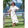 imageZeagoo 2025 Vacation Dress Women Floral Summer Dress Casual Beach Dress Printed T Shirt Dress Split Long Dress TravelWhite