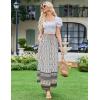 imageZeagoo Womens 2025 Boho Floral Skirt Casual Elastic High Waist Maxi Skirts Flowy A Line Beach Long Skirt with Side Pockets02 White