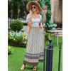 imageZeagoo Womens 2025 Boho Floral Skirt Casual Elastic High Waist Maxi Skirts Flowy A Line Beach Long Skirt with Side Pockets02 White