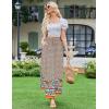 imageZeagoo Womens 2025 Boho Floral Skirt Casual Elastic High Waist Maxi Skirts Flowy A Line Beach Long Skirt with Side PocketsApricot