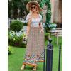 imageZeagoo Womens 2025 Boho Floral Skirt Casual Elastic High Waist Maxi Skirts Flowy A Line Beach Long Skirt with Side PocketsApricot