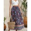 imageZeagoo Womens 2025 Boho Floral Skirt Casual Elastic High Waist Maxi Skirts Flowy A Line Beach Long Skirt with Side PocketsMulticolor