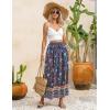 imageZeagoo Womens 2025 Boho Floral Skirt Casual Elastic High Waist Maxi Skirts Flowy A Line Beach Long Skirt with Side PocketsMulticolor