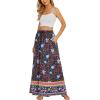 imageZeagoo Womens 2025 Boho Floral Skirt Casual Elastic High Waist Maxi Skirts Flowy A Line Beach Long Skirt with Side PocketsMulticolor