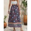 imageZeagoo Womens 2025 Boho Floral Skirt Casual Elastic High Waist Maxi Skirts Flowy A Line Beach Long Skirt with Side PocketsMulticolor