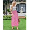 imageZeagoo Womens 2025 Boho Floral Skirt Casual Elastic High Waist Maxi Skirts Flowy A Line Beach Long Skirt with Side PocketsPink