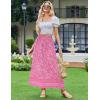 imageZeagoo Womens 2025 Boho Floral Skirt Casual Elastic High Waist Maxi Skirts Flowy A Line Beach Long Skirt with Side PocketsPink