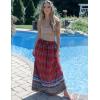 imageZeagoo Womens 2025 Boho Floral Skirt Casual Elastic High Waist Maxi Skirts Flowy A Line Beach Long Skirt with Side PocketsRed