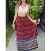 imageZeagoo Womens 2025 Boho Floral Skirt Casual Elastic High Waist Maxi Skirts Flowy A Line Beach Long Skirt with Side PocketsRed