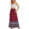 imageZeagoo Womens 2025 Boho Floral Skirt Casual Elastic High Waist Maxi Skirts Flowy A Line Beach Long Skirt with Side PocketsRed