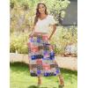 imageZeagoo Womens Midi Summer Boho Flowy Swing ALine Skirts 2025 Casual Elastic Waist Asymmetric Tiered Long Skirt with PocketColor Pattern 4
