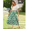 imageZeagoo Womens Midi Summer Boho Flowy Swing ALine Skirts 2025 Casual Elastic Waist Asymmetric Tiered Long Skirt with PocketGreen Floral