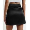 imageZeagoo Womens Mini Skirts Casual High Waisted Stain Silk ALine Zipper Summer Short Skirt Party SkirtsAblack