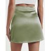 imageZeagoo Womens Mini Skirts Casual High Waisted Stain Silk ALine Zipper Summer Short Skirt Party SkirtsApple Green