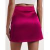 imageZeagoo Womens Mini Skirts Casual High Waisted Stain Silk ALine Zipper Summer Short Skirt Party SkirtsArose
