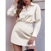imageZeagoo Womens Mini Skirts Casual High Waisted Stain Silk ALine Zipper Summer Short Skirt Party SkirtsBeige