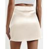 imageZeagoo Womens Mini Skirts Casual High Waisted Stain Silk ALine Zipper Summer Short Skirt Party SkirtsBeige