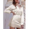 imageZeagoo Womens Mini Skirts Casual High Waisted Stain Silk ALine Zipper Summer Short Skirt Party SkirtsBeige