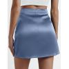 imageZeagoo Womens Mini Skirts Casual High Waisted Stain Silk ALine Zipper Summer Short Skirt Party SkirtsBlue