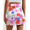 imageZeagoo Womens Mini Skirts Casual High Waisted Stain Silk ALine Zipper Summer Short Skirt Party SkirtsColorful Floral