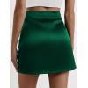 imageZeagoo Womens Mini Skirts Casual High Waisted Stain Silk ALine Zipper Summer Short Skirt Party SkirtsEvergreen