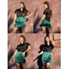 imageZeagoo Womens Mini Skirts Casual High Waisted Stain Silk ALine Zipper Summer Short Skirt Party SkirtsEvergreen
