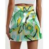 imageZeagoo Womens Mini Skirts Casual High Waisted Stain Silk ALine Zipper Summer Short Skirt Party SkirtsGreen Floral