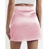 imageZeagoo Womens Mini Skirts Casual High Waisted Stain Silk ALine Zipper Summer Short Skirt Party SkirtsLight Pink