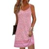 imageZeagoo Womens Summer Dress 2025 Loose Sleeveless Tshirt Dress V Neck Mini Dress Beach Sundress with Pockets01pink Floral