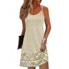 imageZeagoo Womens Summer Dress 2025 Loose Sleeveless Tshirt Dress V Neck Mini Dress Beach Sundress with PocketsBeige Yellow Floral