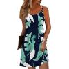 imageZeagoo Womens Summer Dress 2025 Loose Sleeveless Tshirt Dress V Neck Mini Dress Beach Sundress with PocketsBlack Green Leaf