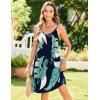 imageZeagoo Womens Summer Dress 2025 Loose Sleeveless Tshirt Dress V Neck Mini Dress Beach Sundress with PocketsBlack Green Leaf