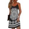 imageZeagoo Womens Summer Dress 2025 Loose Sleeveless Tshirt Dress V Neck Mini Dress Beach Sundress with PocketsBlack White Print