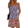imageZeagoo Womens Summer Dress 2025 Loose Sleeveless Tshirt Dress V Neck Mini Dress Beach Sundress with PocketsBlue Orange